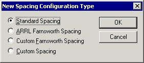 The New Spacing Configuration Type Window